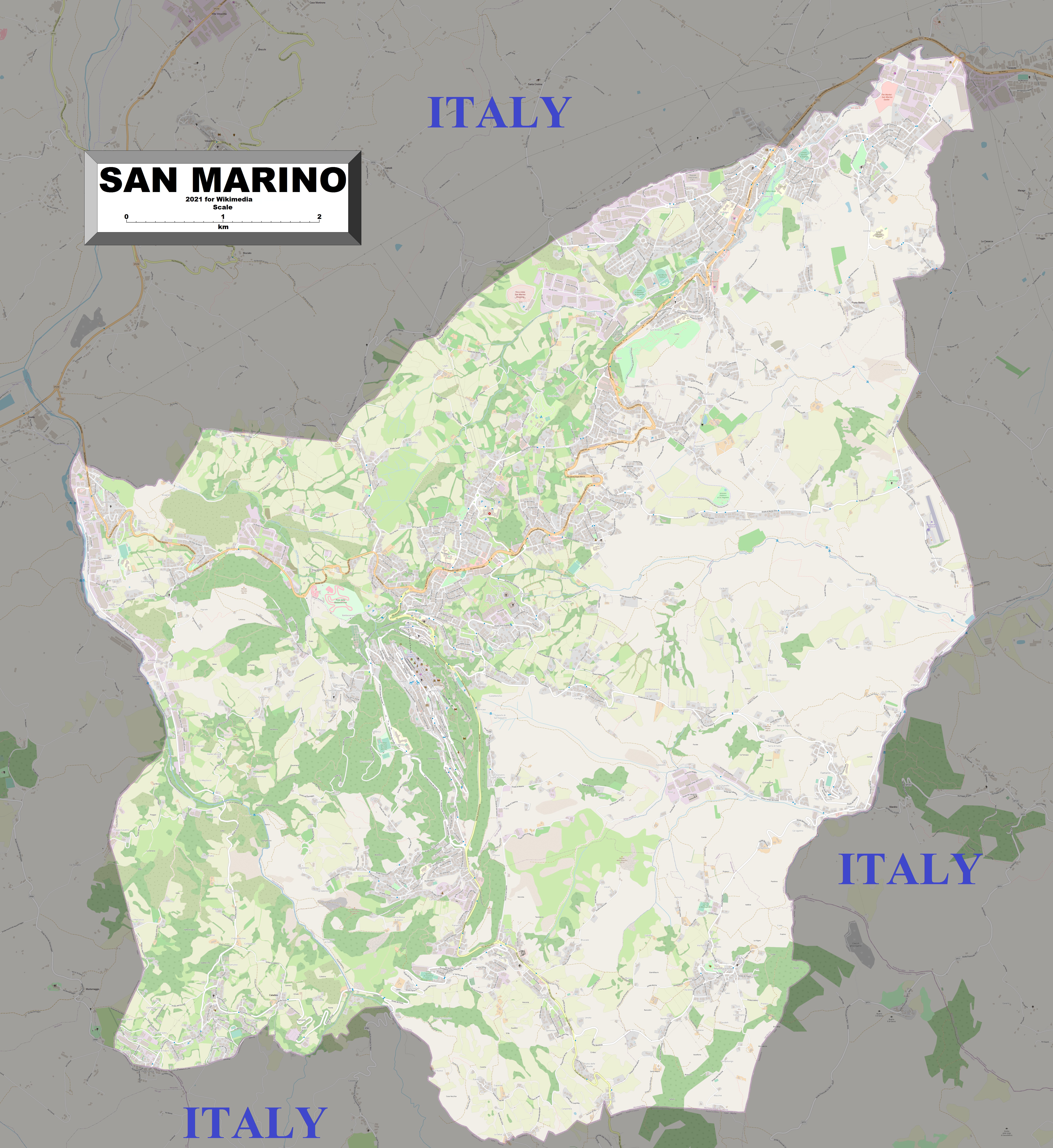 Detailed map of San Marino