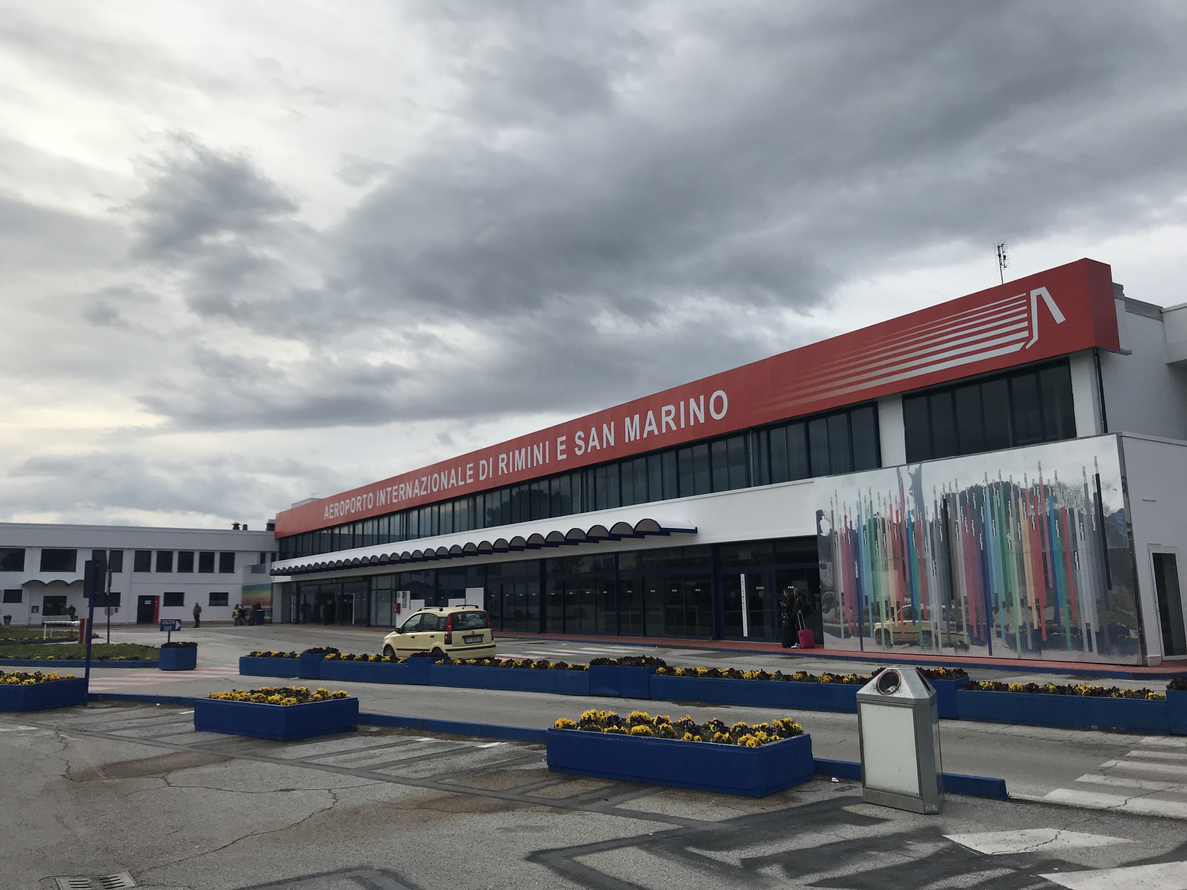 The terminal of Federico Fellini International Airport in March 2018, which also serves San Marino.