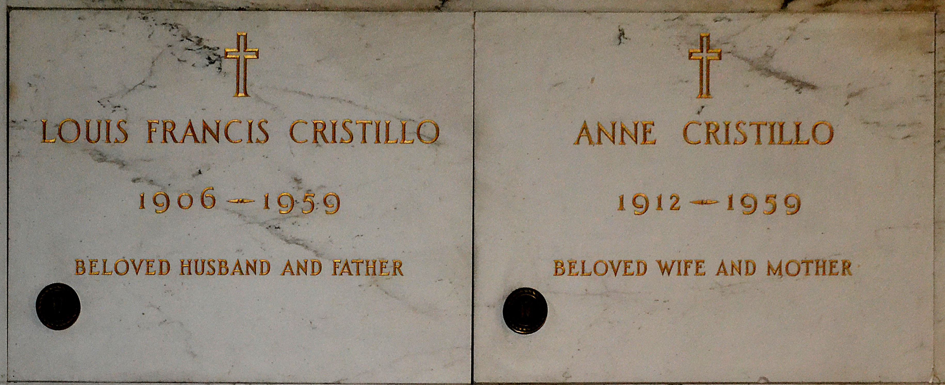The crypts of Costello and his wife Anne at Calvary Cemetery