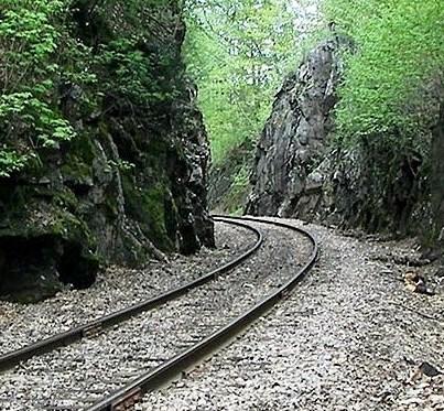 The line of the Rutland & Burlington Railroad passing through a