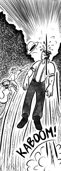 Panel from Bring Me the Head of Phineas Gage, a portrayal of Gage in popular culture.