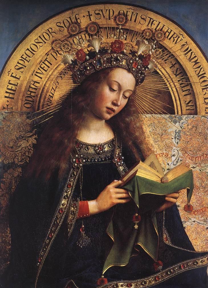 Ghent Altarpiece, chi tiết cho thấy Đức Trinh Nữ Maria