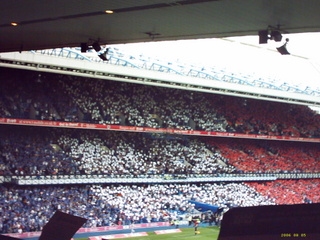Rangers F.C. showing French card display at Ibrox to welcome Paul Le Guen