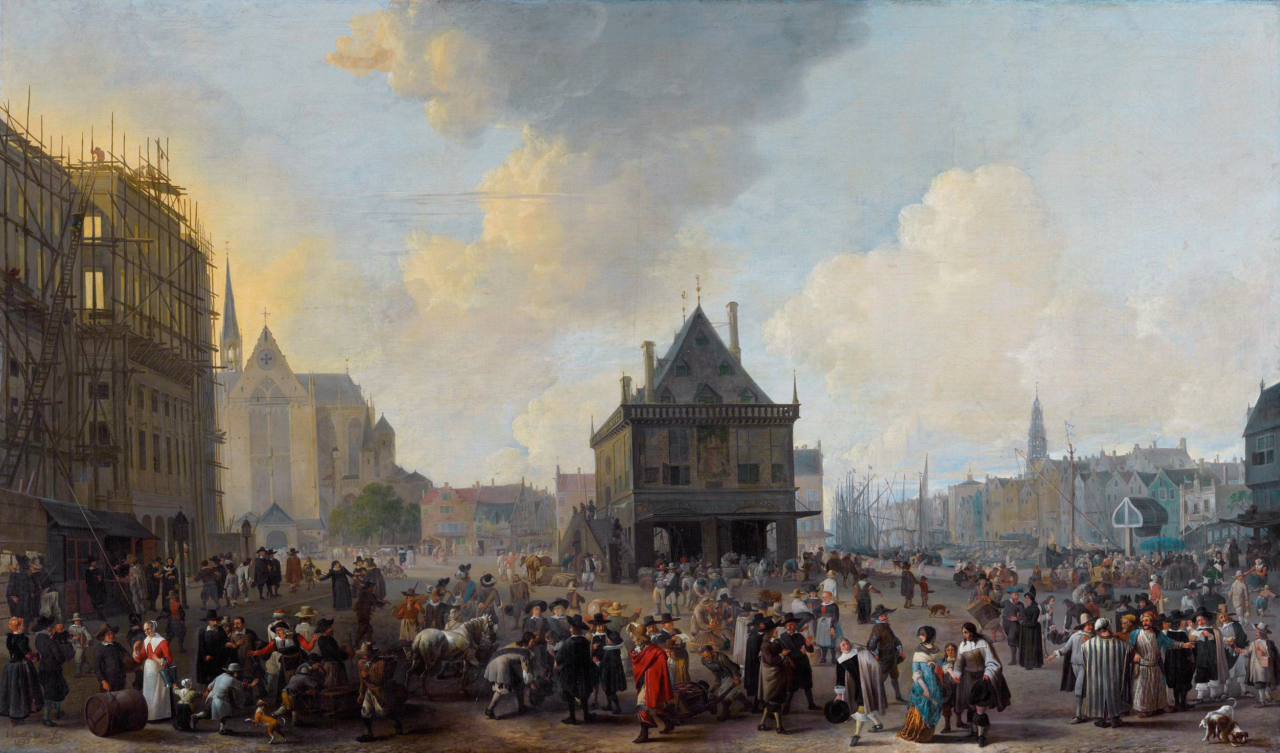 Dam Square Amsterdam pada tahun 1656 oleh Johannes Lingelbach