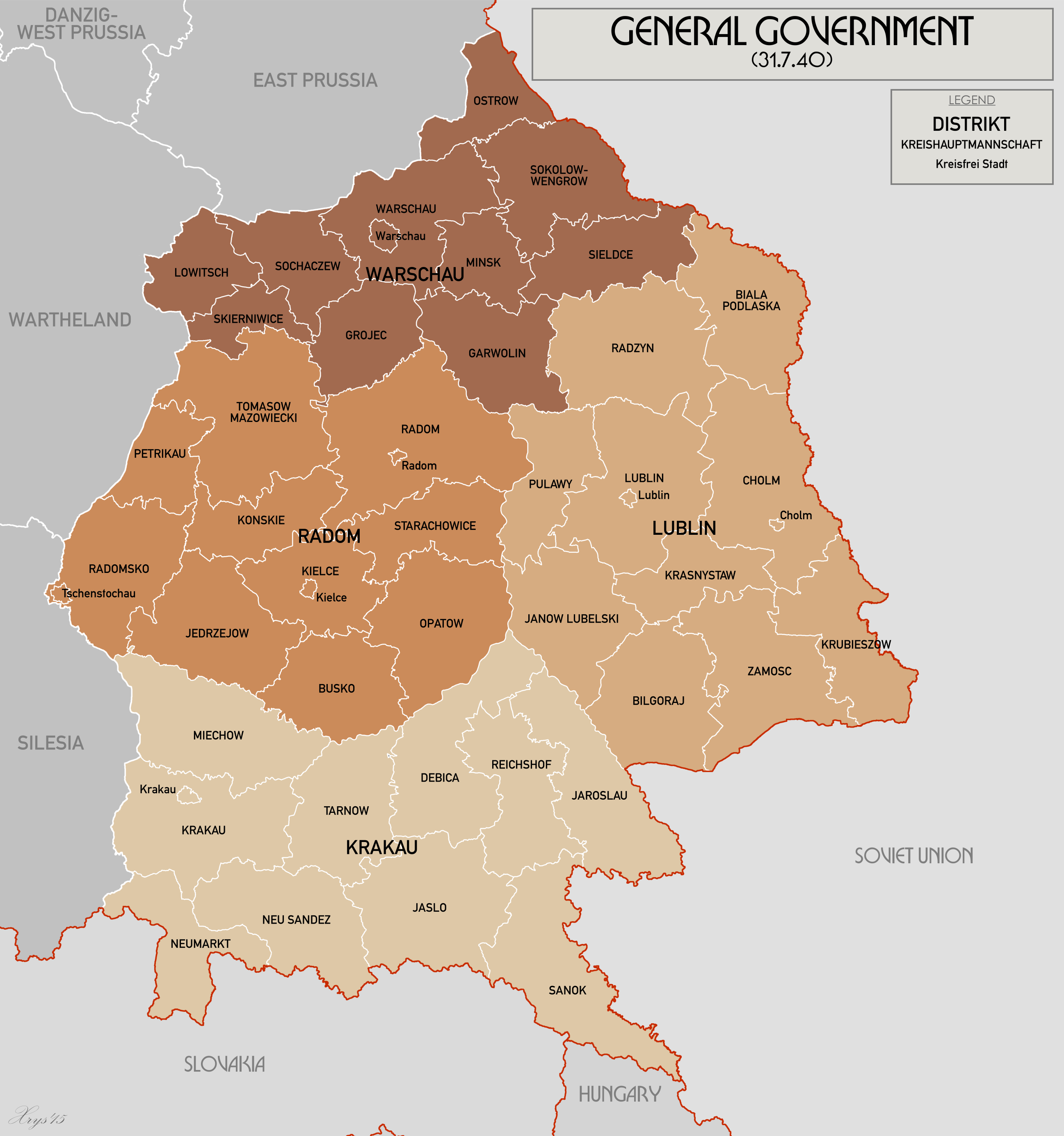1940년 7월 총독부 행정 지도 (바르바로사 작전 이전)