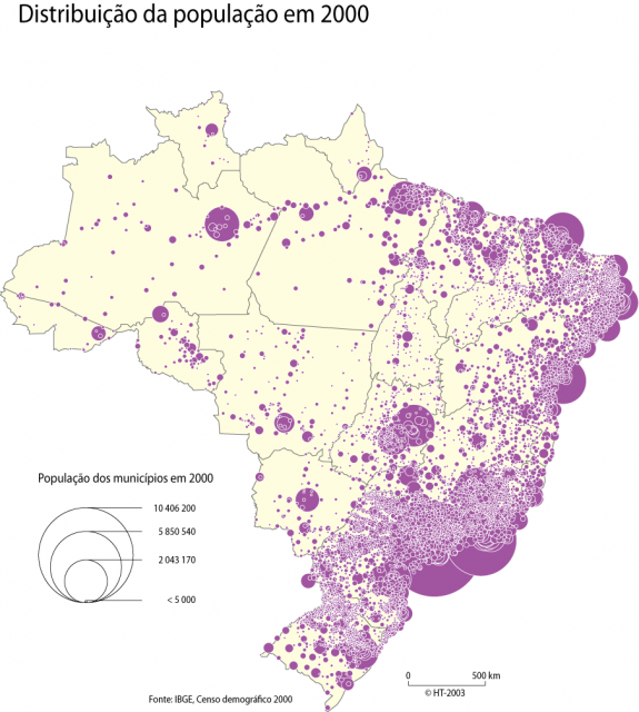 Peta persebaran penduduk Brasil (2000)