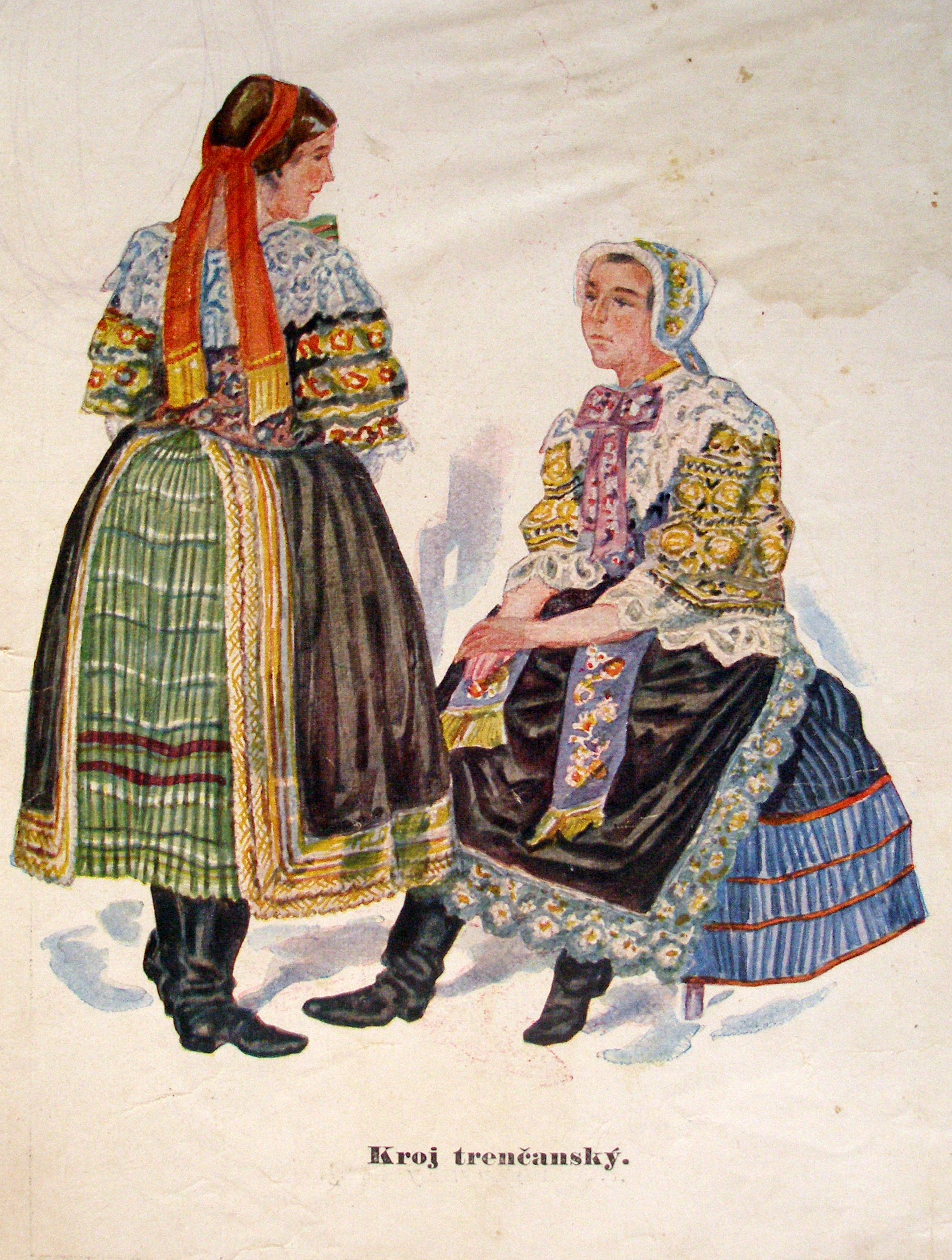 Wanita Slovakia mengenakan pakaian tradisional (1920)