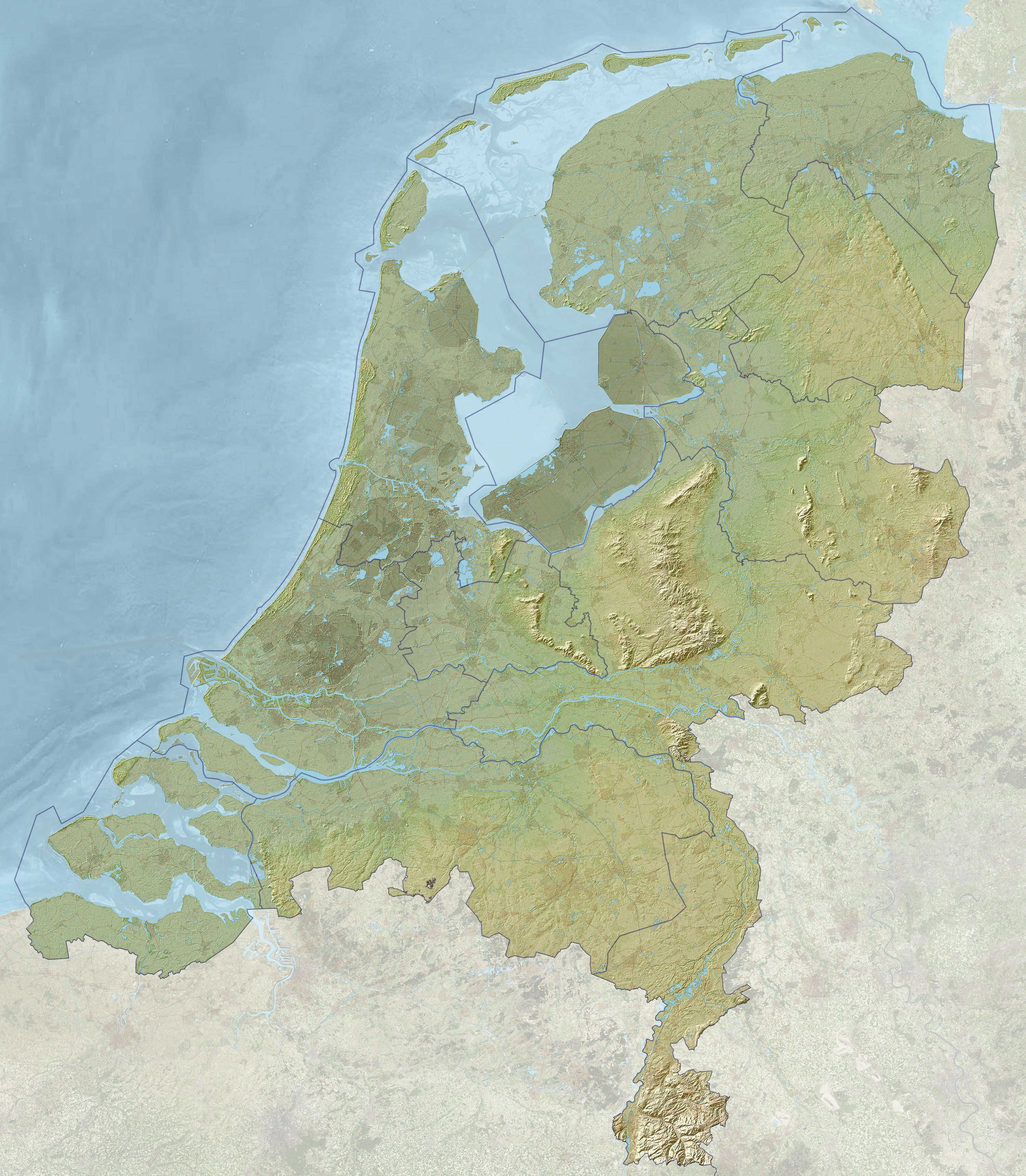 Peta relief Belanda Eropa