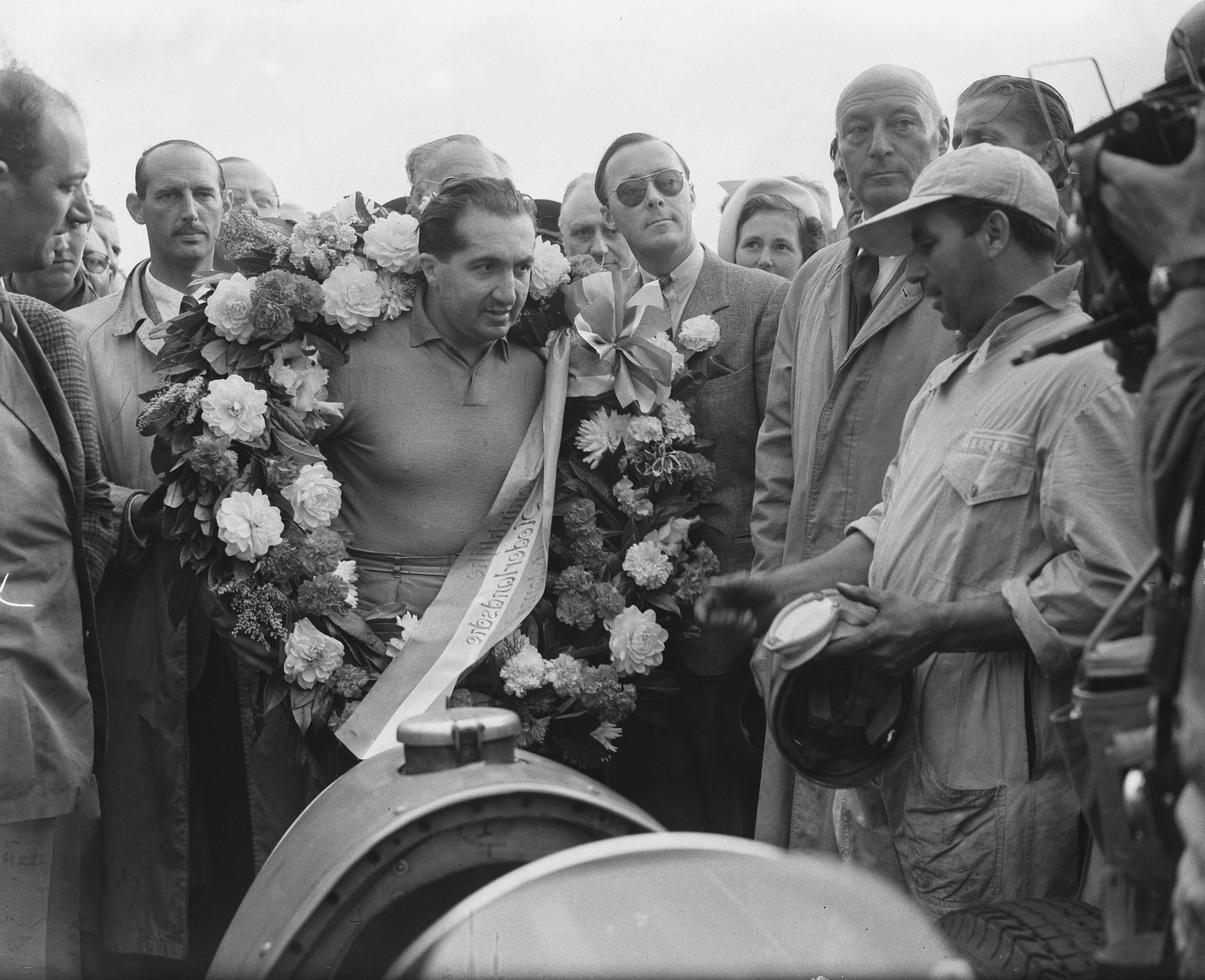 Ascari, the winner of the 1952 Dutch Grand Prix, with Prince Bernhard