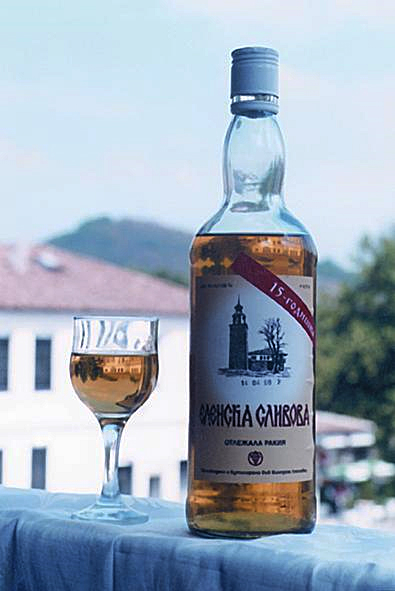 Traditionally distilled rakia in Elena, central Bulgaria. Rakia is a popular fruit brandy in Bulgaria and the Balkans.