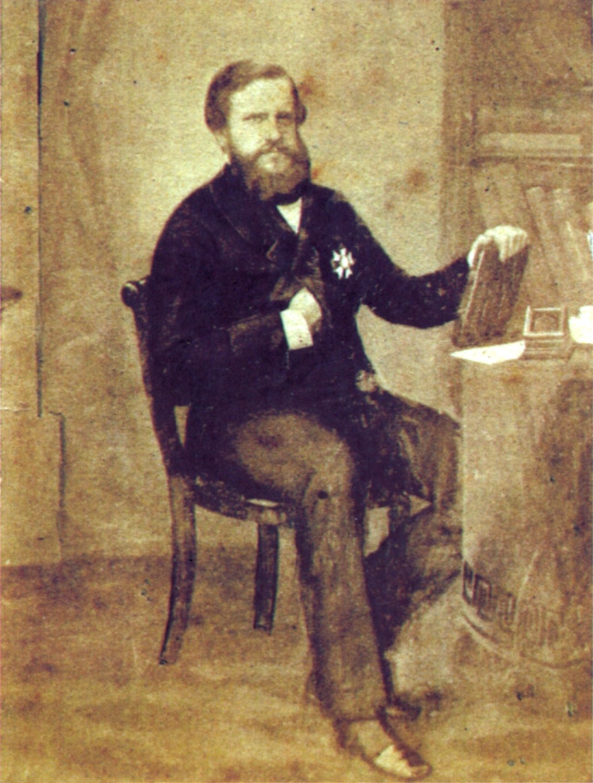 1858년경, 32세의 페드루 2세. 1850년대부터 그의 초상화에는 책이 두드러지게 등장하는데, 이는 교육의 옹호자로서의 그의 역할을 나타낸다.