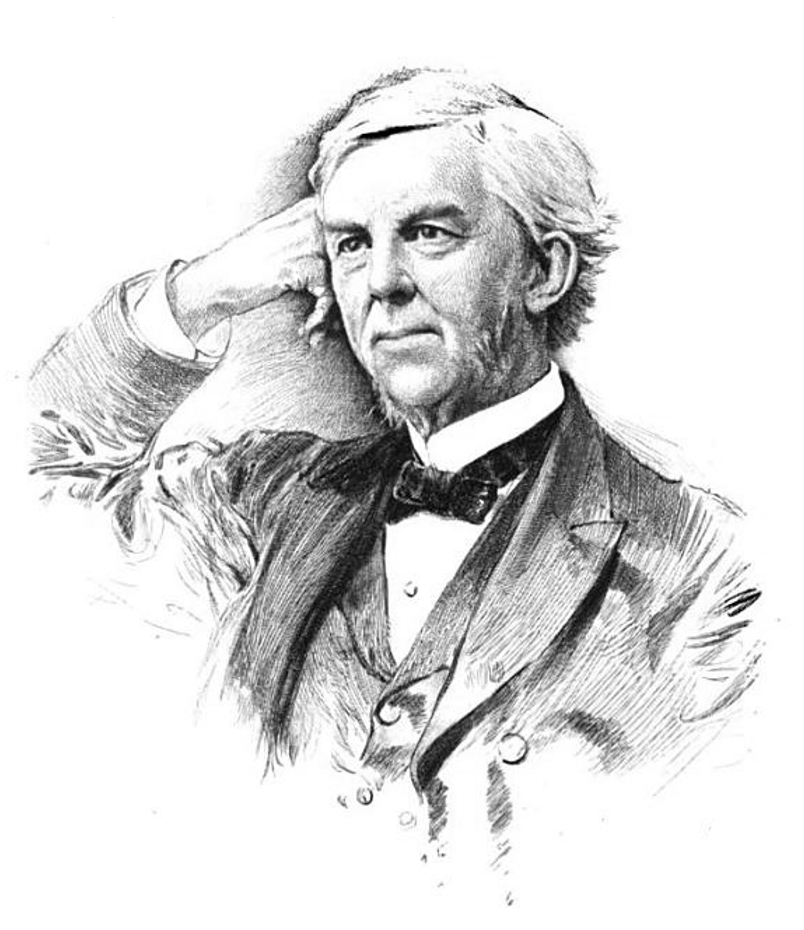 ภาพแกะสลักของโฮล์มสจากหนังสือ The Poetical Works of Oliver Wendell Holmes ที่ตีพิมพ์โดยเฮาตัน, มอฟฟลิน ในปี ค.ศ. 1895