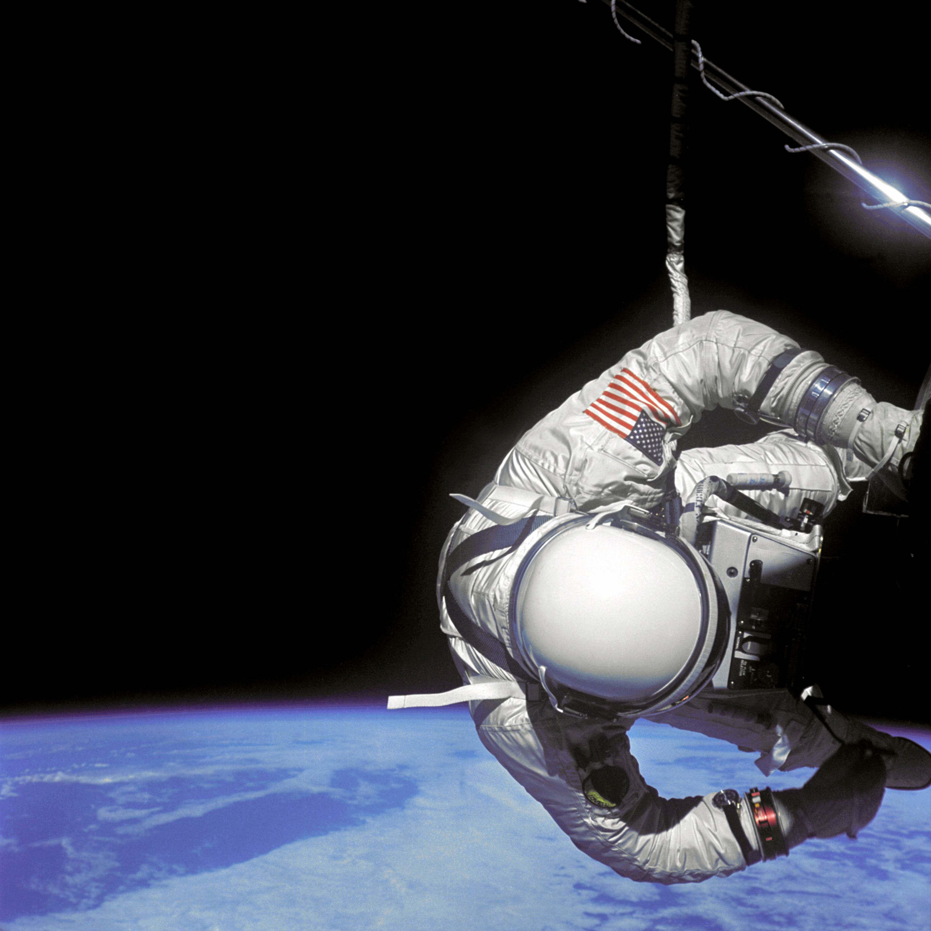 Aldrin next to the Agena work station in November 1966.