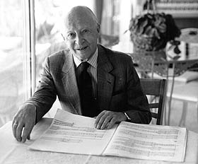 Lutosławski in 1993, by Betty Freeman.