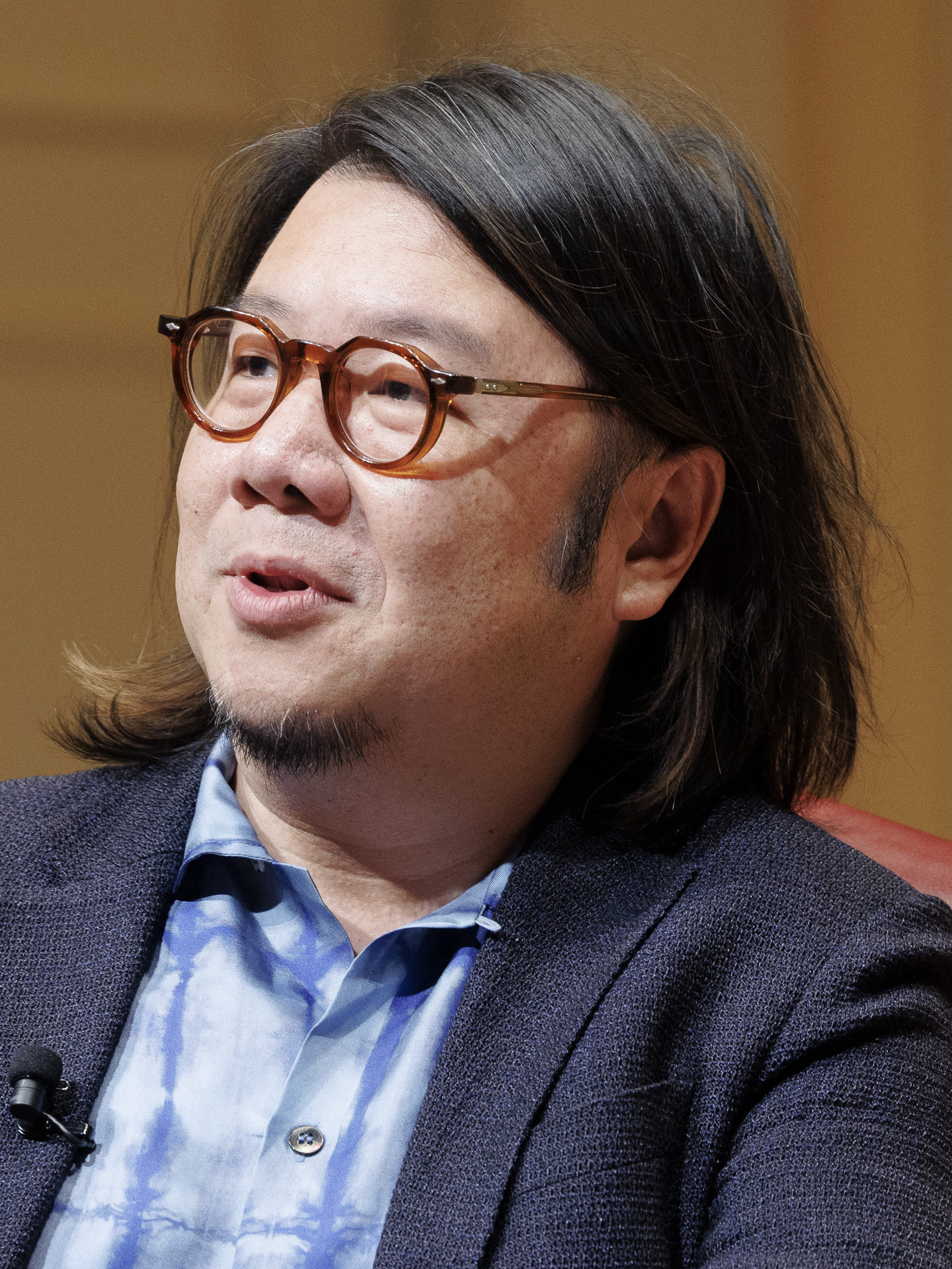 Kevin Kwan speaking about his book Lies and Weddings in June 2024.