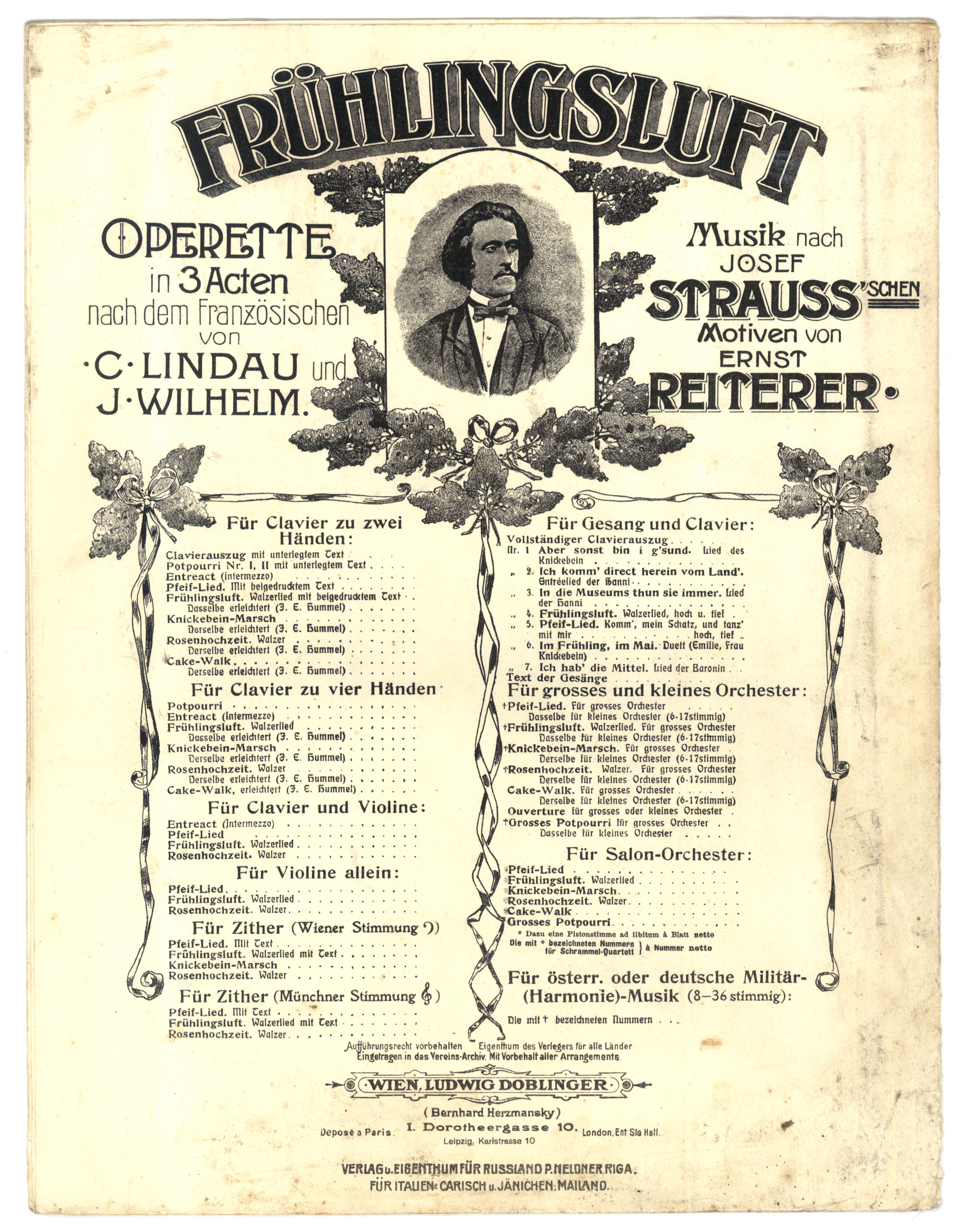 Operet Spring Air (Spring AirUdara Musim SemiBahasa Inggris), menampilkan potret Josef Strauss.