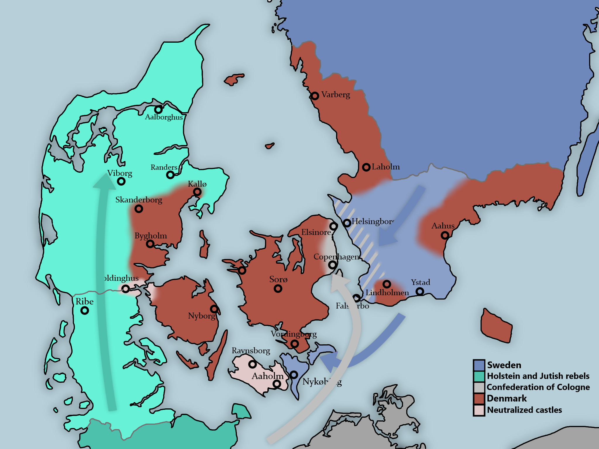 Military situation in Denmark (1370) after foreign invasions.