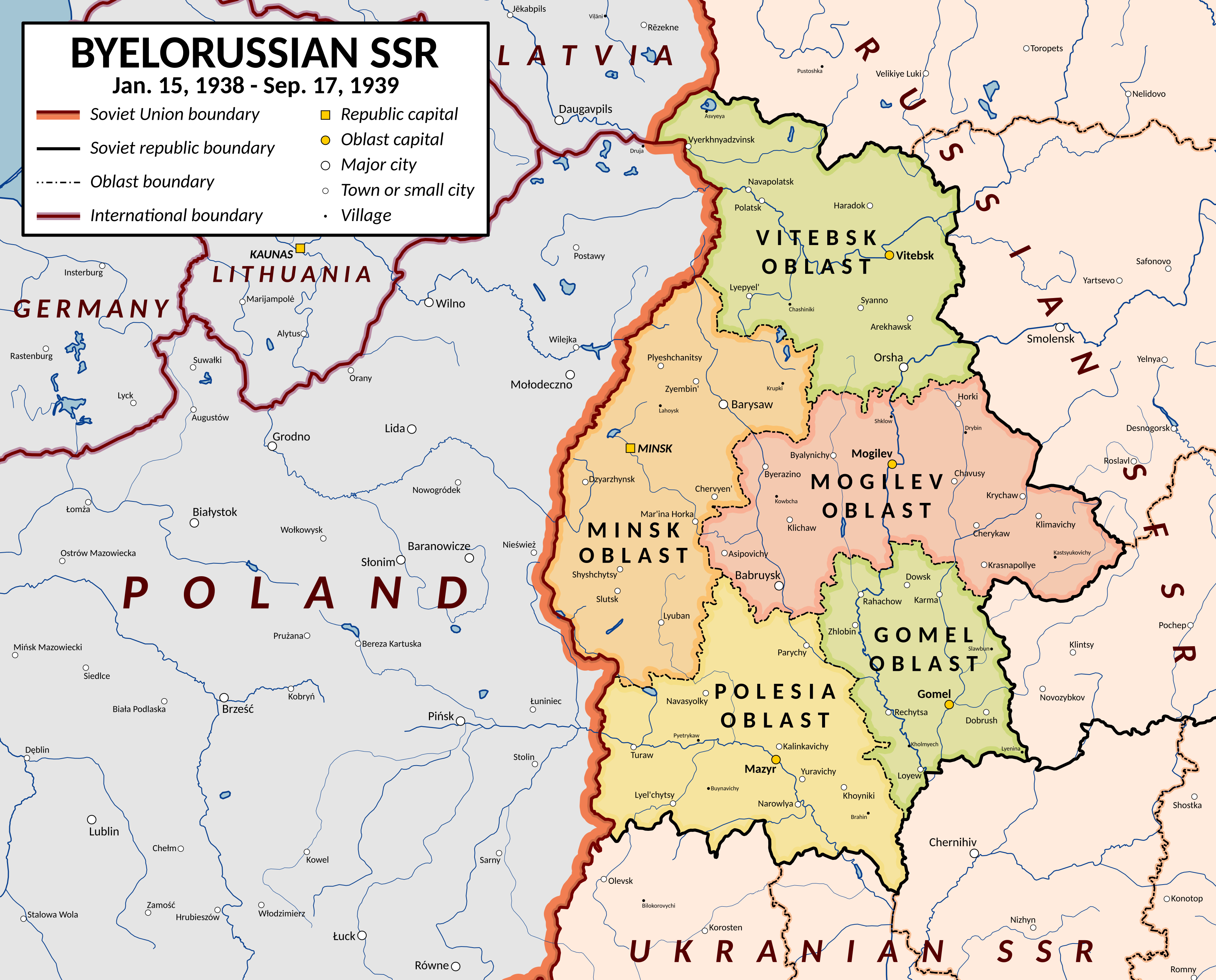 Byelorussian SSR Oblasts (1938–1939)