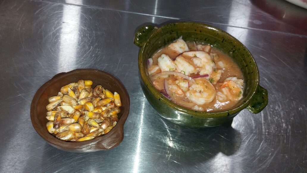 Ecuadorian shrimp ceviche, a popular coastal dish.