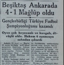 1941년 7월 16일 겡츨레르비를리이의 터키 챔피언십 타이틀을 발표하는 터키 신문 ''예니 사바''