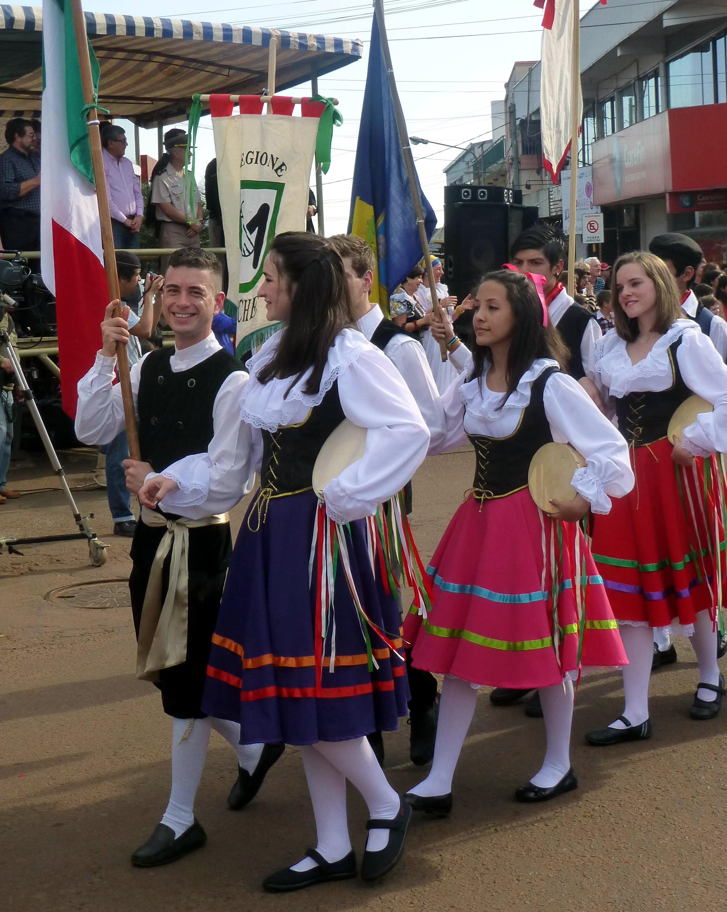 Participants in the National Immigrant Festival, highlighting the strong Italian heritage in Argentina. Over 25 million Argentines have some Italian ancestry.