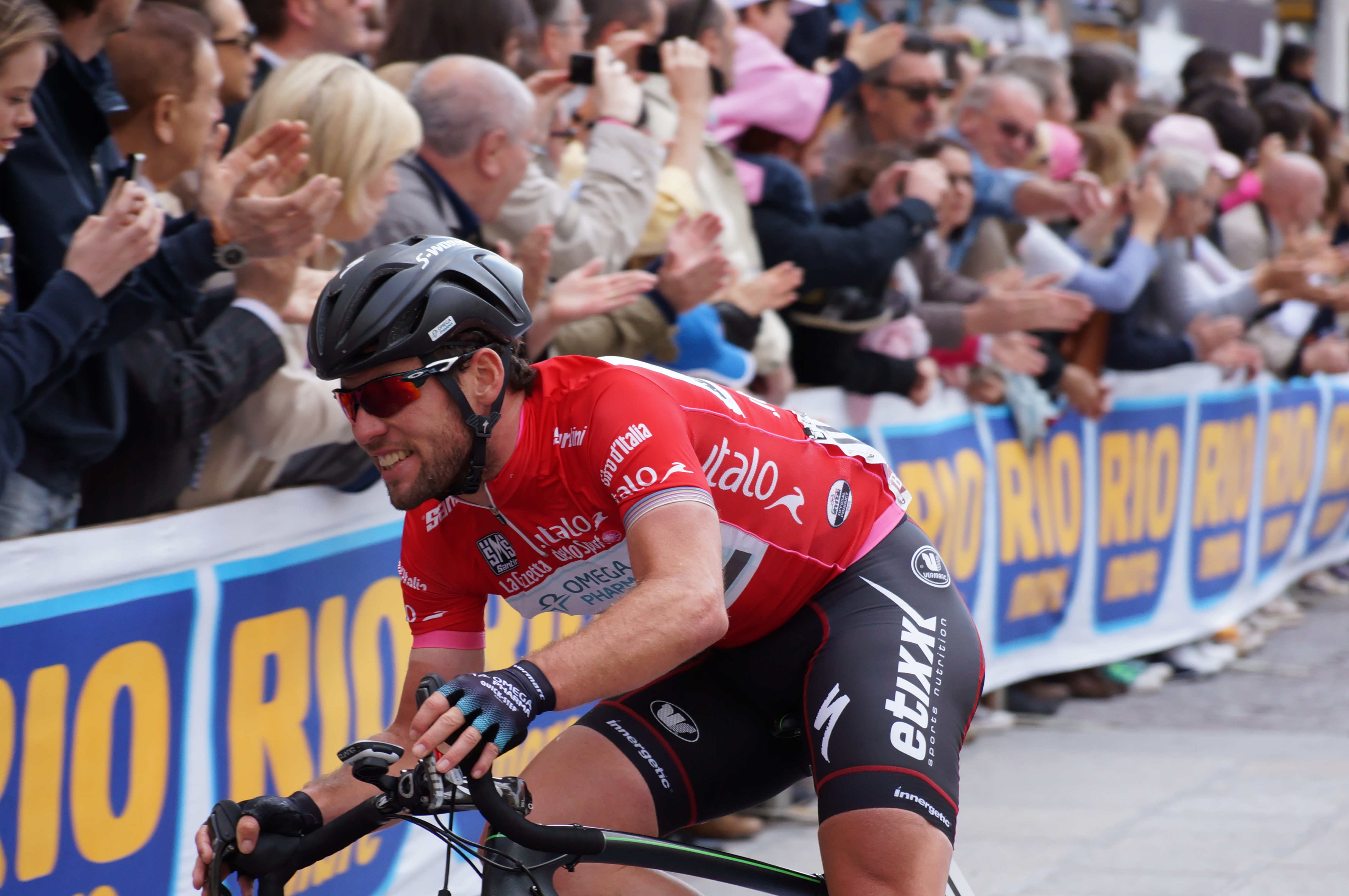 Four racers on their bicycles 