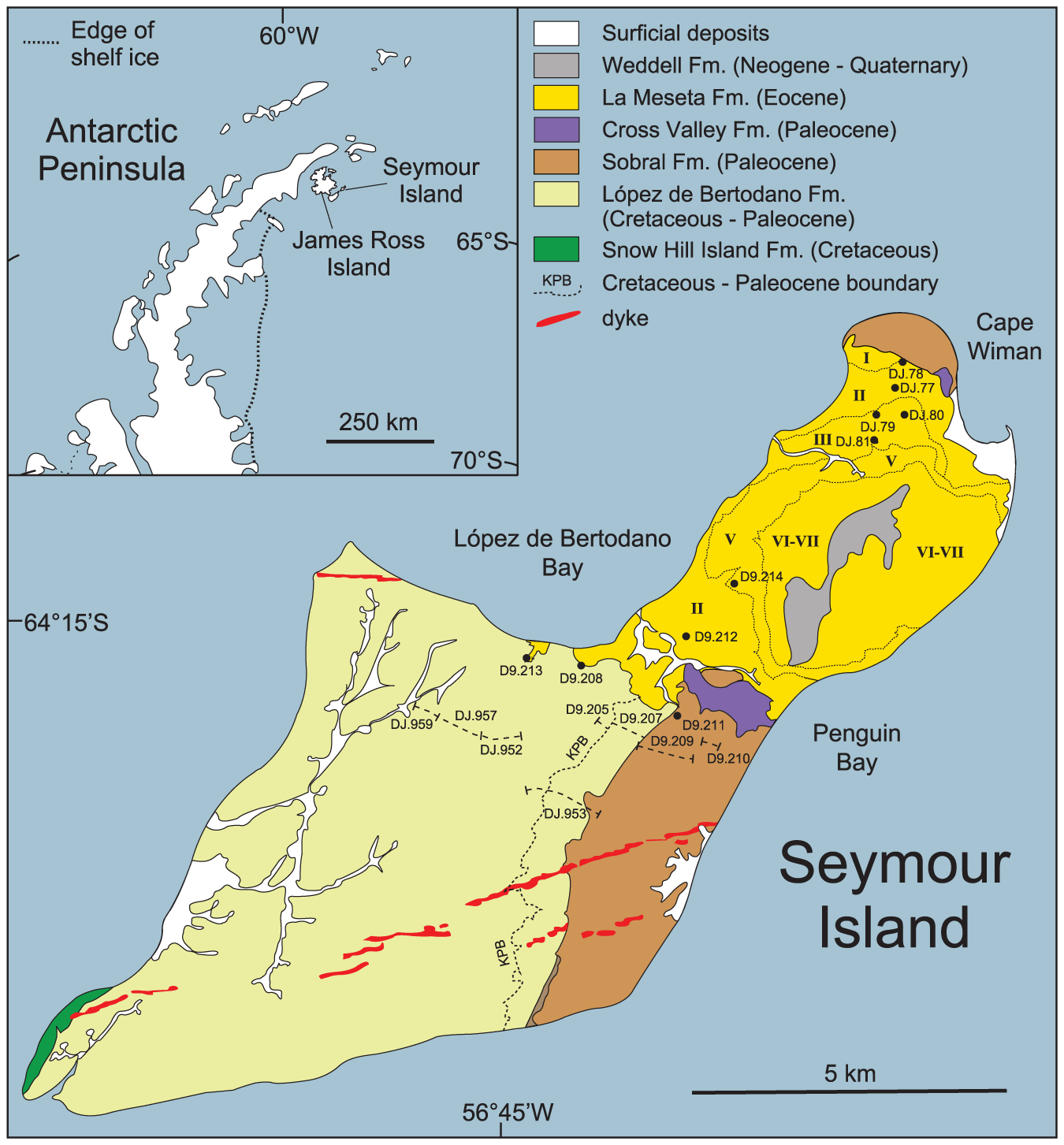 Geological map of the 시모어 섬