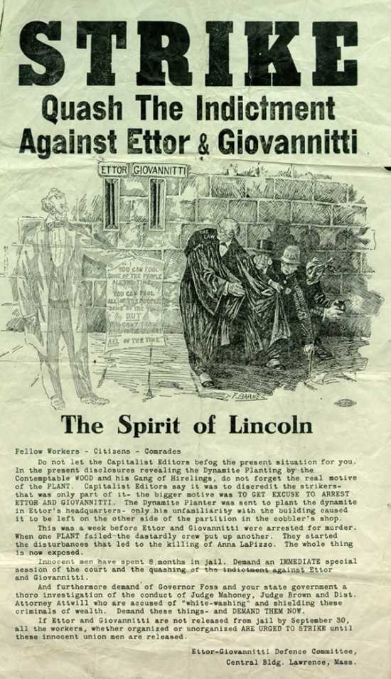 로렌스에서 배포된 전단, 1912년 9월.