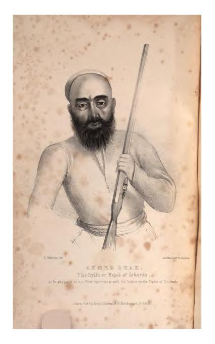 수염을 기르고 소총을 든 남자의 그림