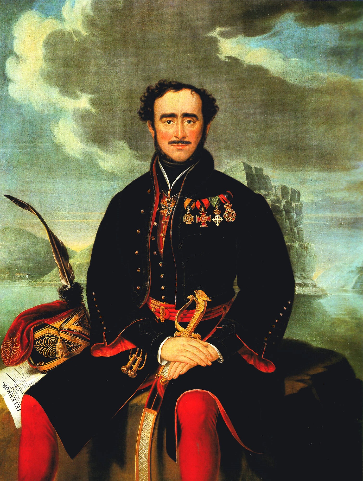 1836年のシェフフト・ヨージェフとシェフフト・アーゴシュトンによる絵画「鉄門峡のセーチェーニ」