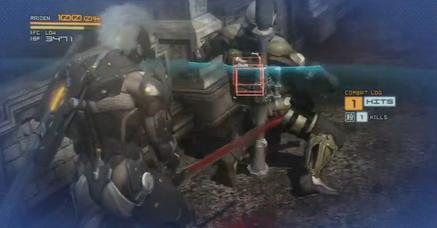 레이덴이 블레이드 모드에서 적을 공격하는 모습.