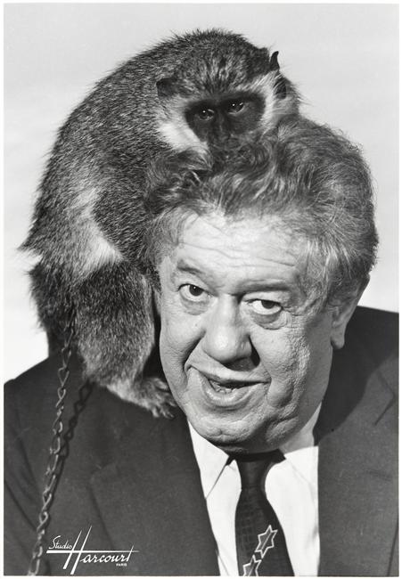Simon with a pet monkey