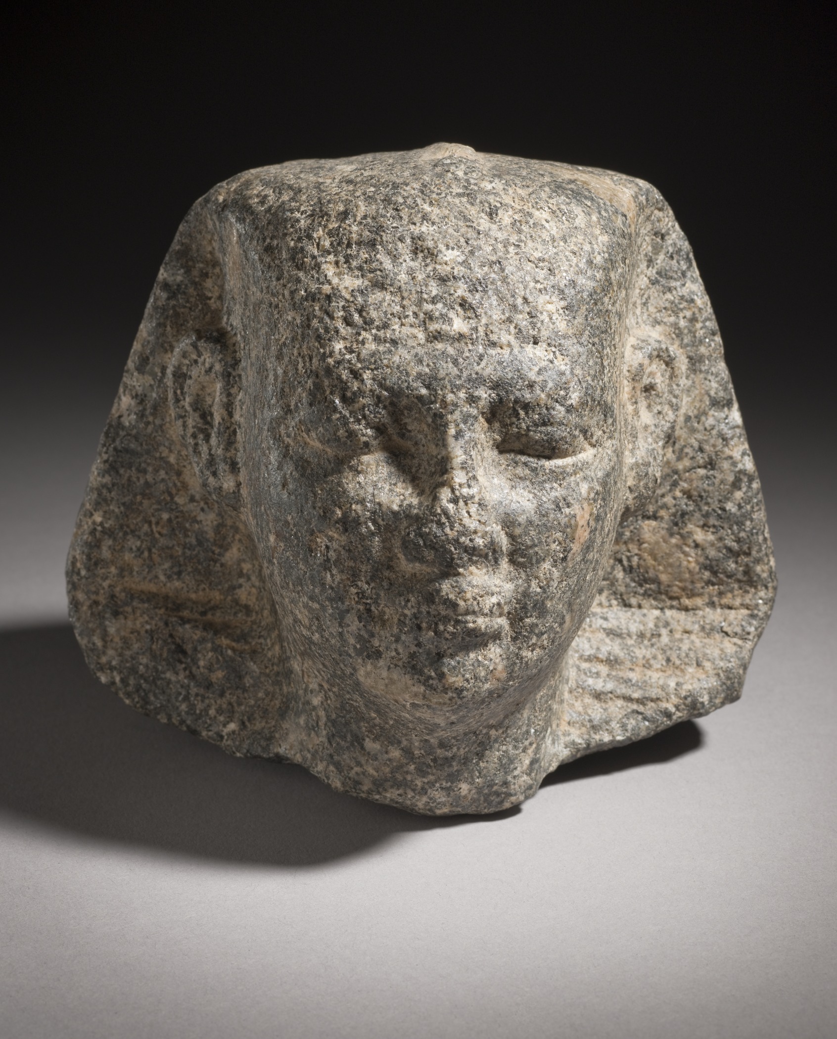 Head of a pharaoh, wearing the nemes
