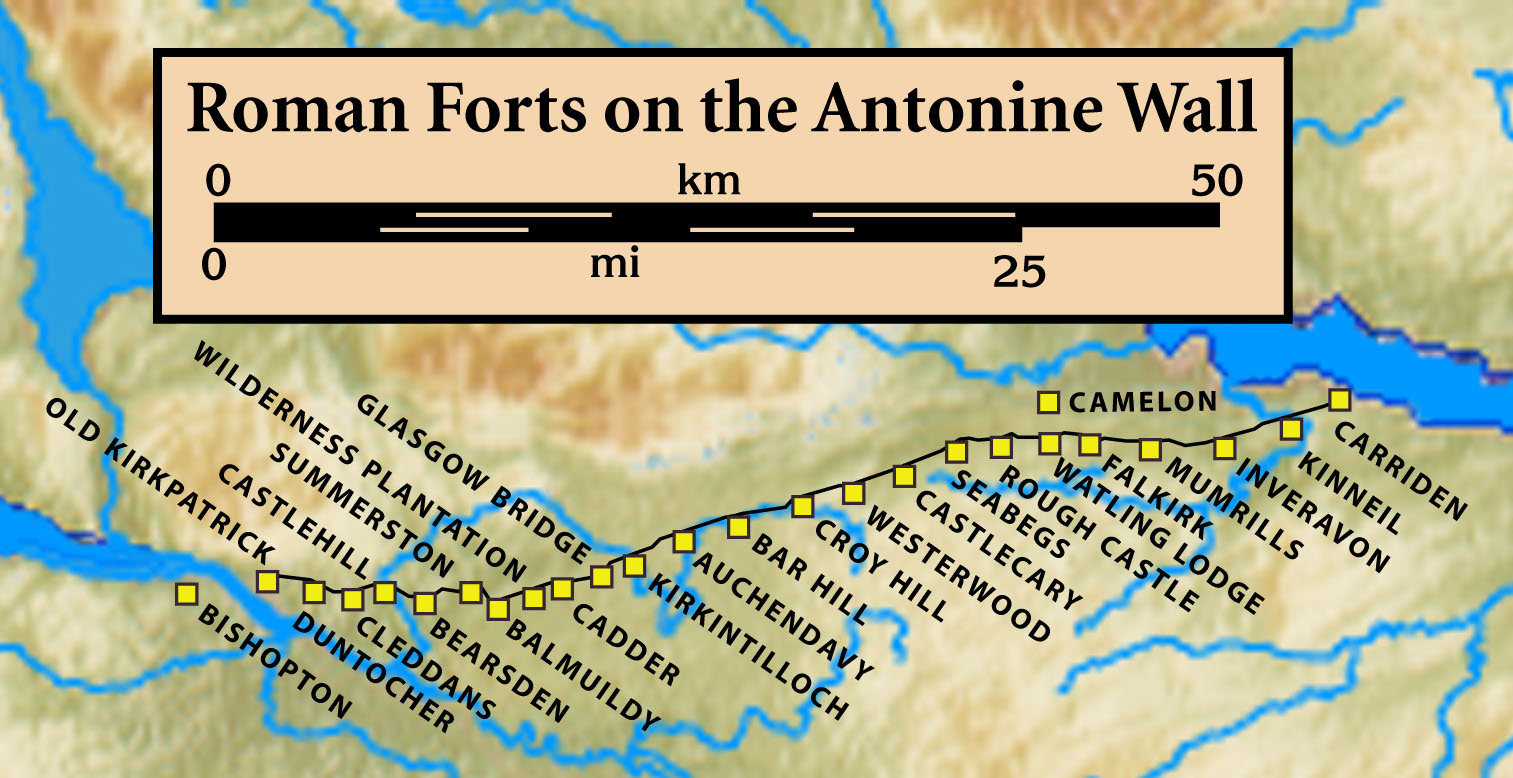 Antonine Wall 지도와 요새