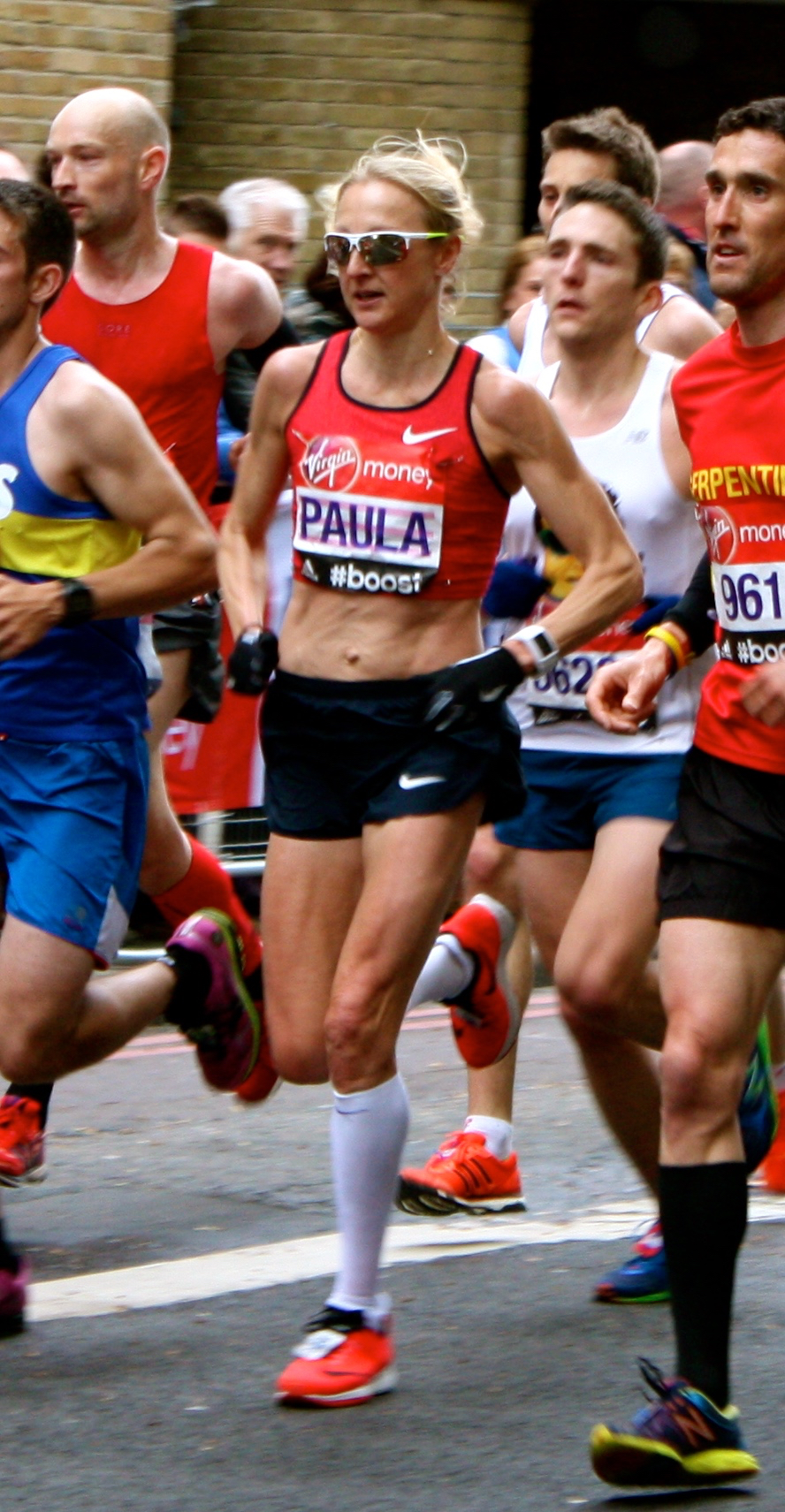 Radcliffe competing in the 2015 London Marathon, which would be the final race of her career