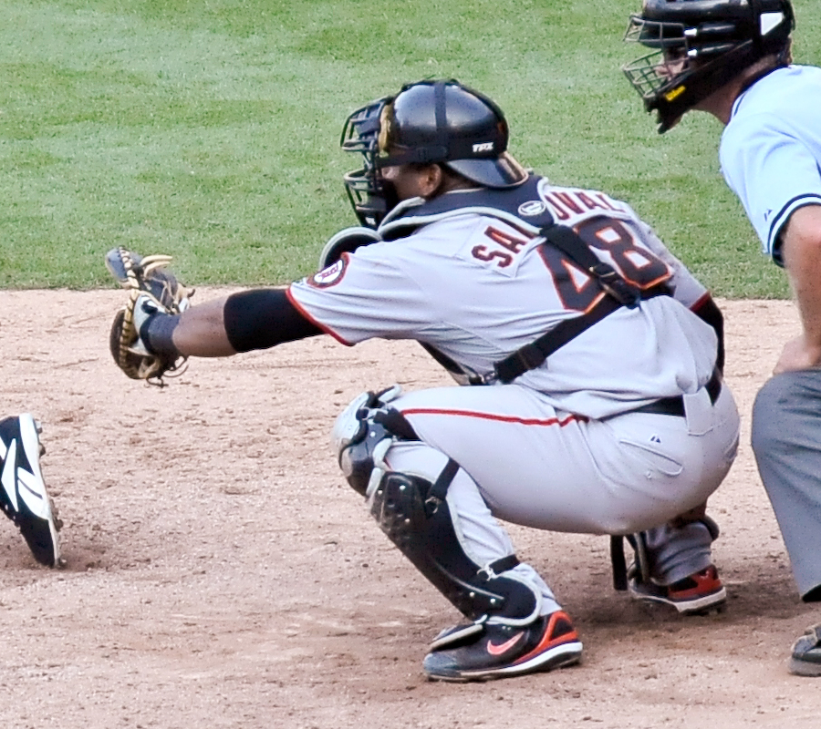 Sandoval catching for the San Francisco Giants in 2008.