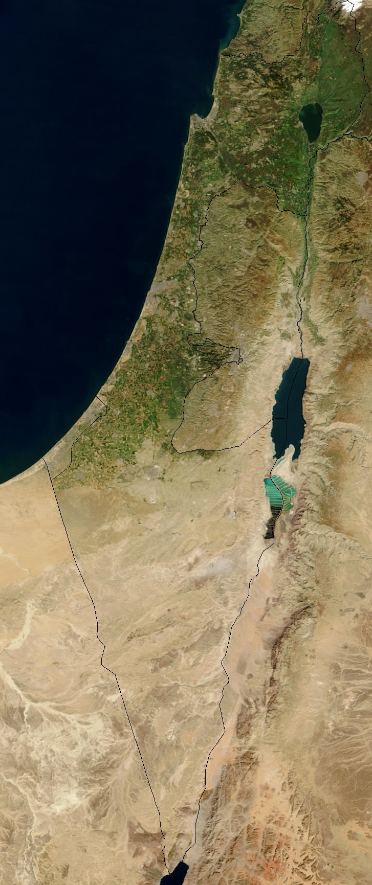 Imejan satelit Israel dan wilayah jiran pada waktu siang.