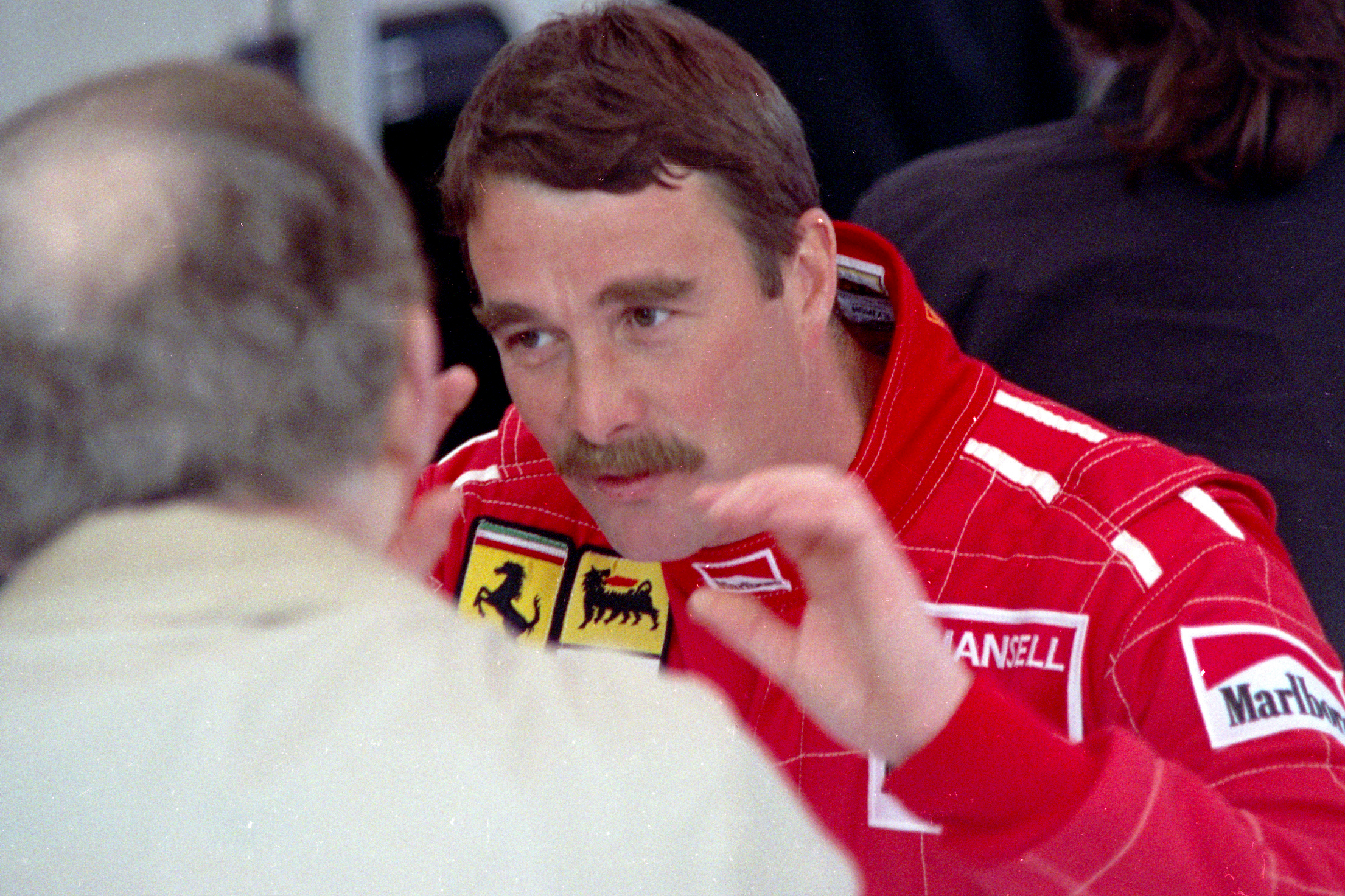 Nigel Mansell semasa berada dalam pasukan Scuderia Ferrari.