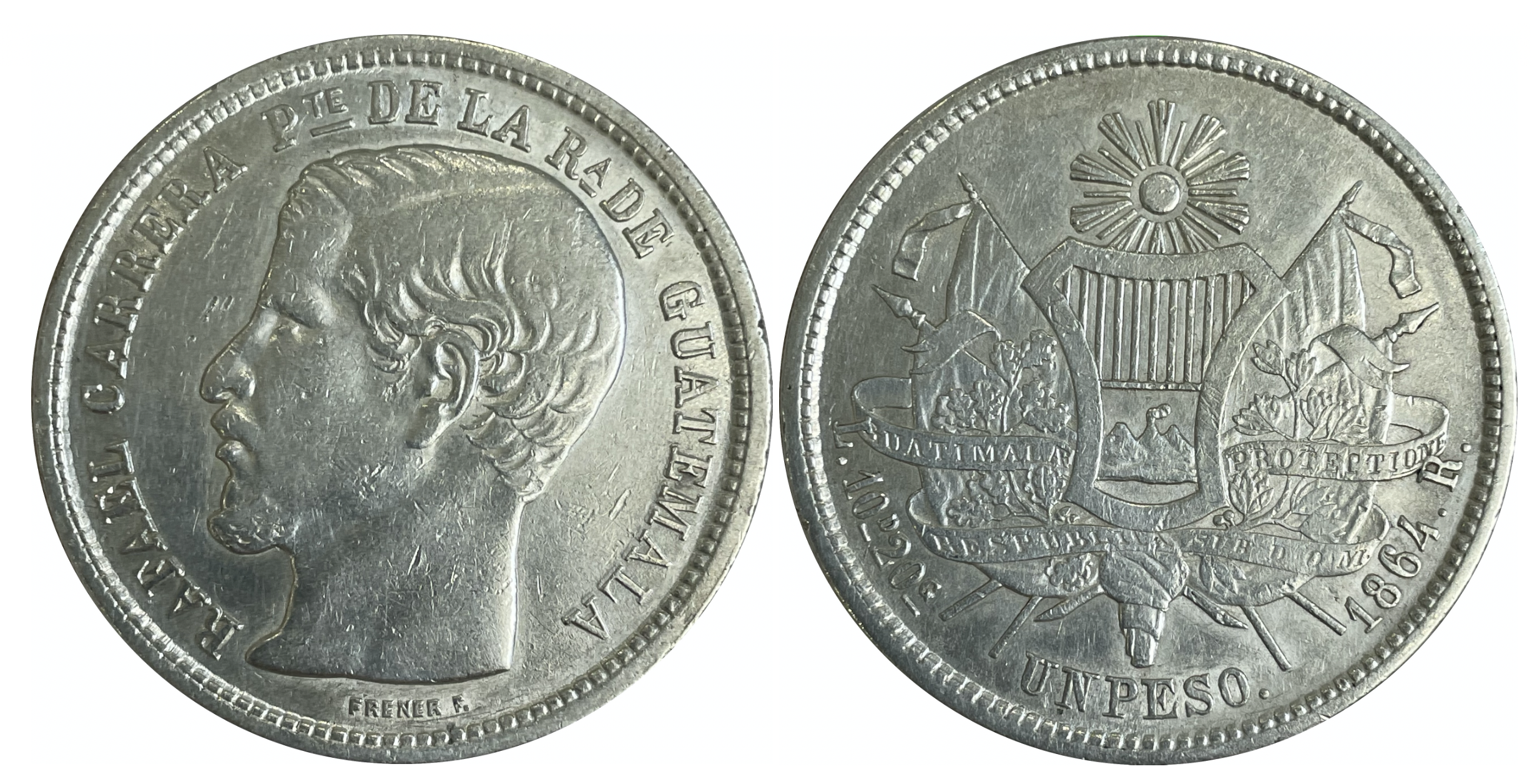 1 peso Guatemala, 1854.