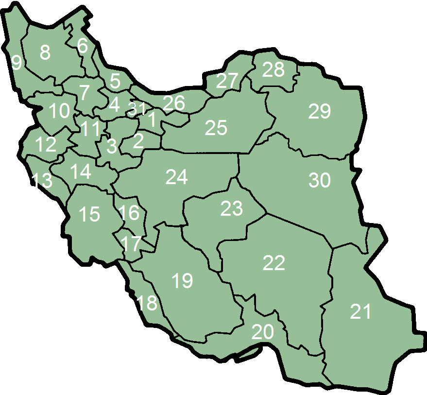 Bản đồ các tỉnh của Iran