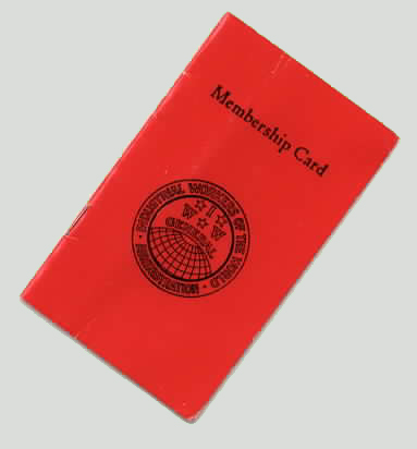 A small red cardstock booklet bearing the text, 