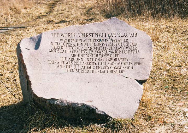 Image of the granite marker. The text reads: 