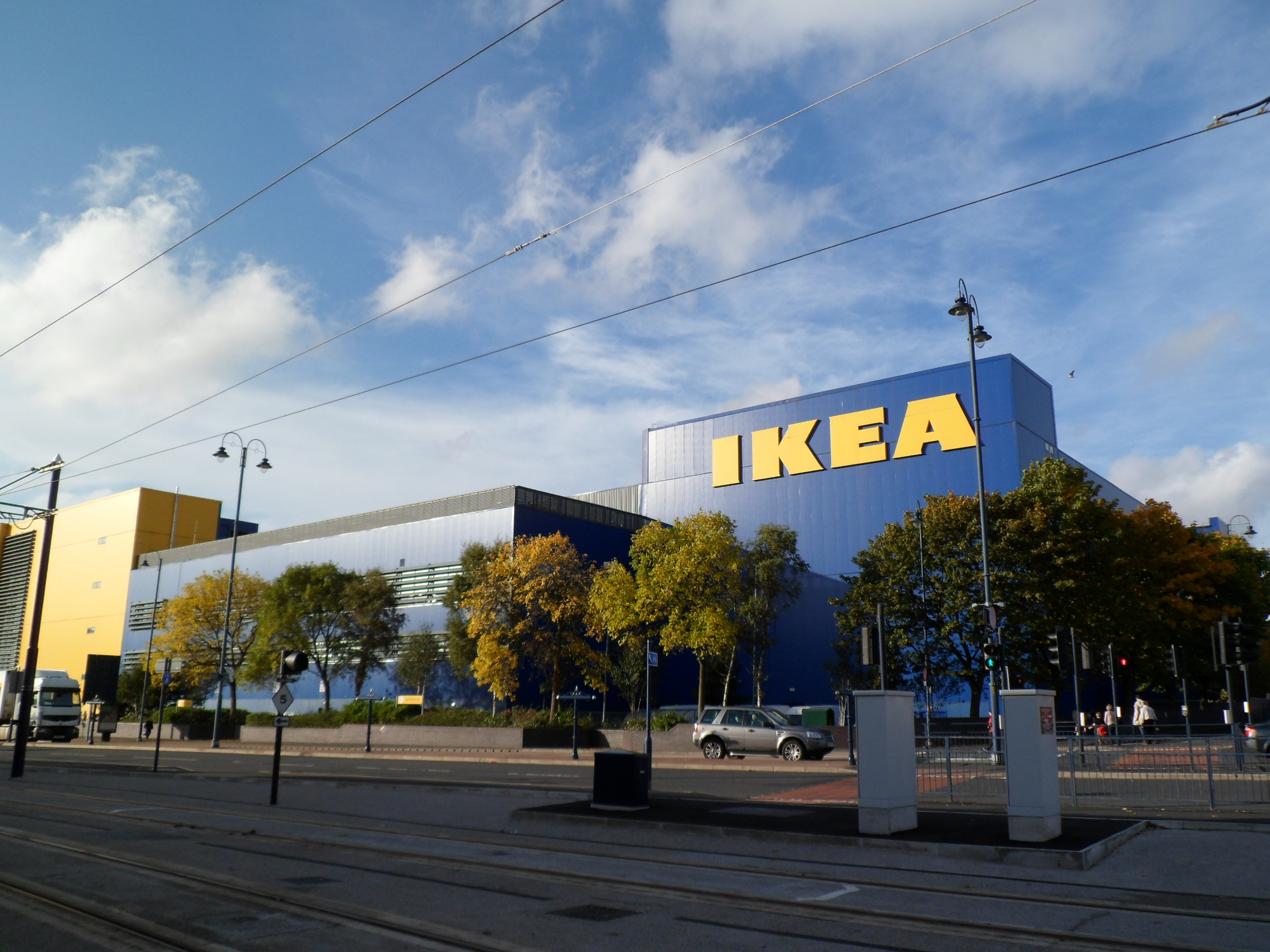 A blue building with 