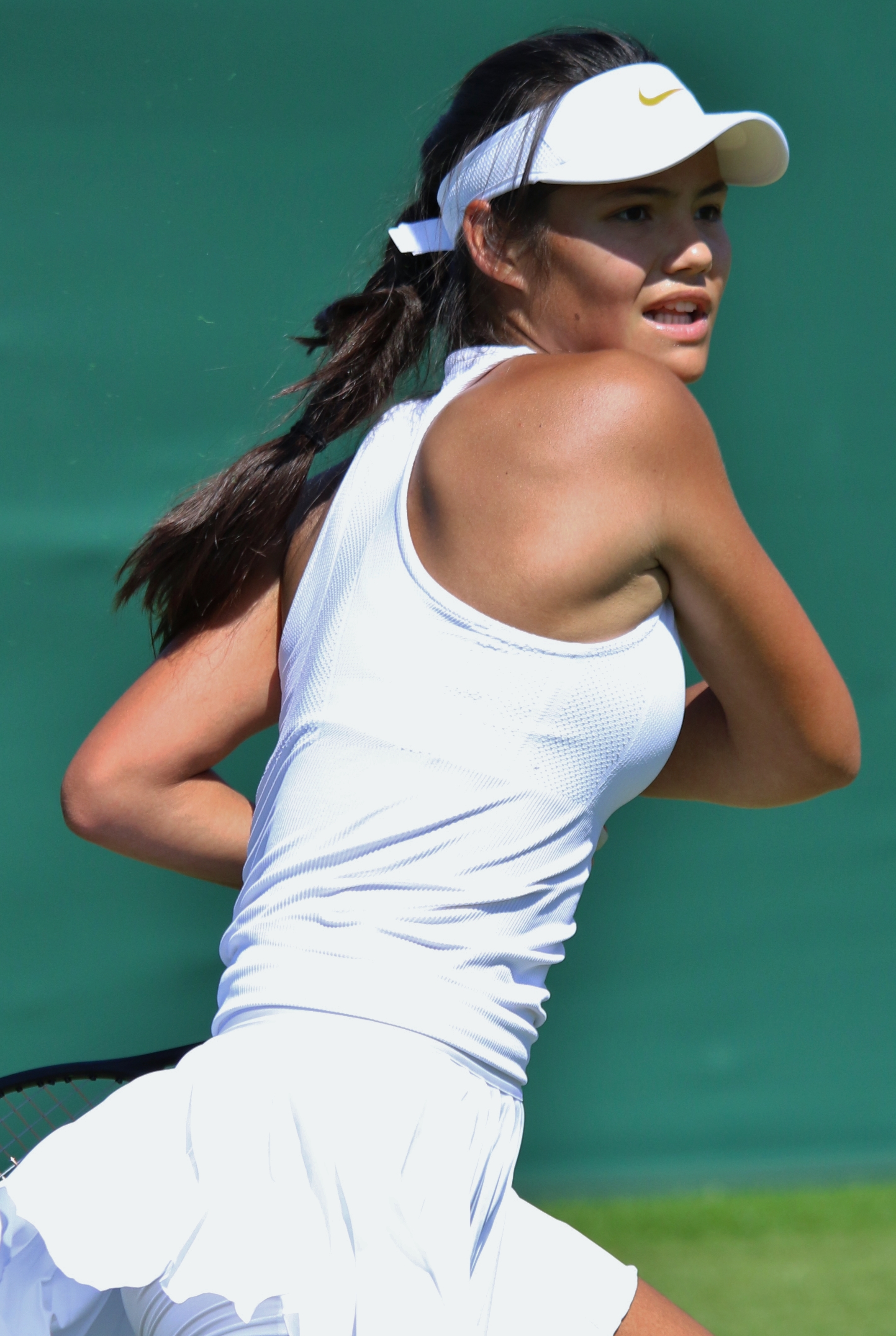 Raducanu during qualifiers at the 2018 Wimbledon Championships