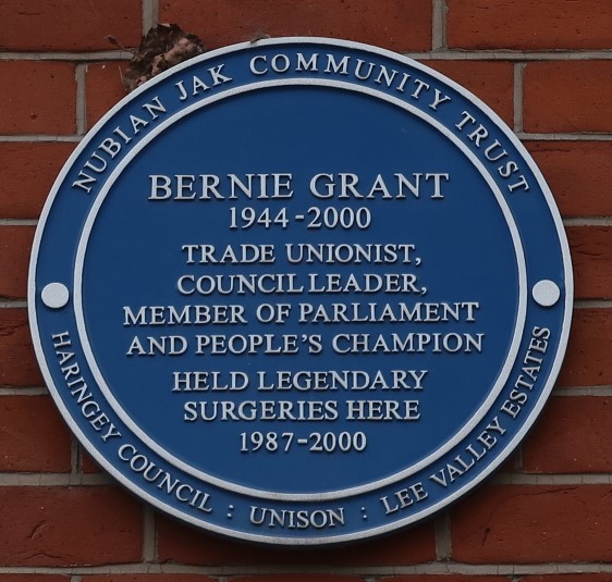 Blue plaque reading: 