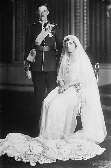 A 1922 wedding portrait of Princess Mary and Viscount Lascelles
