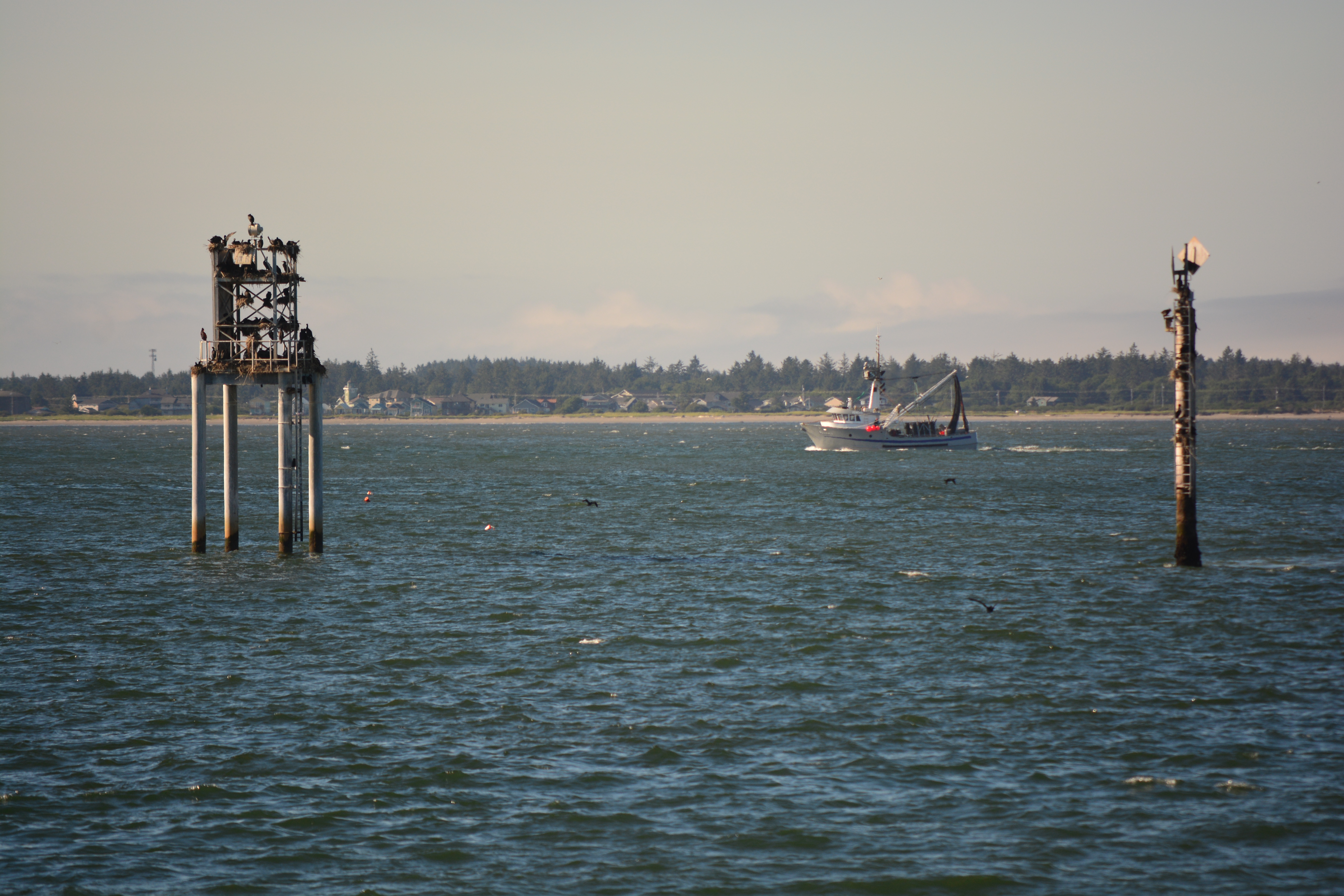 A view of the ocean with a ship