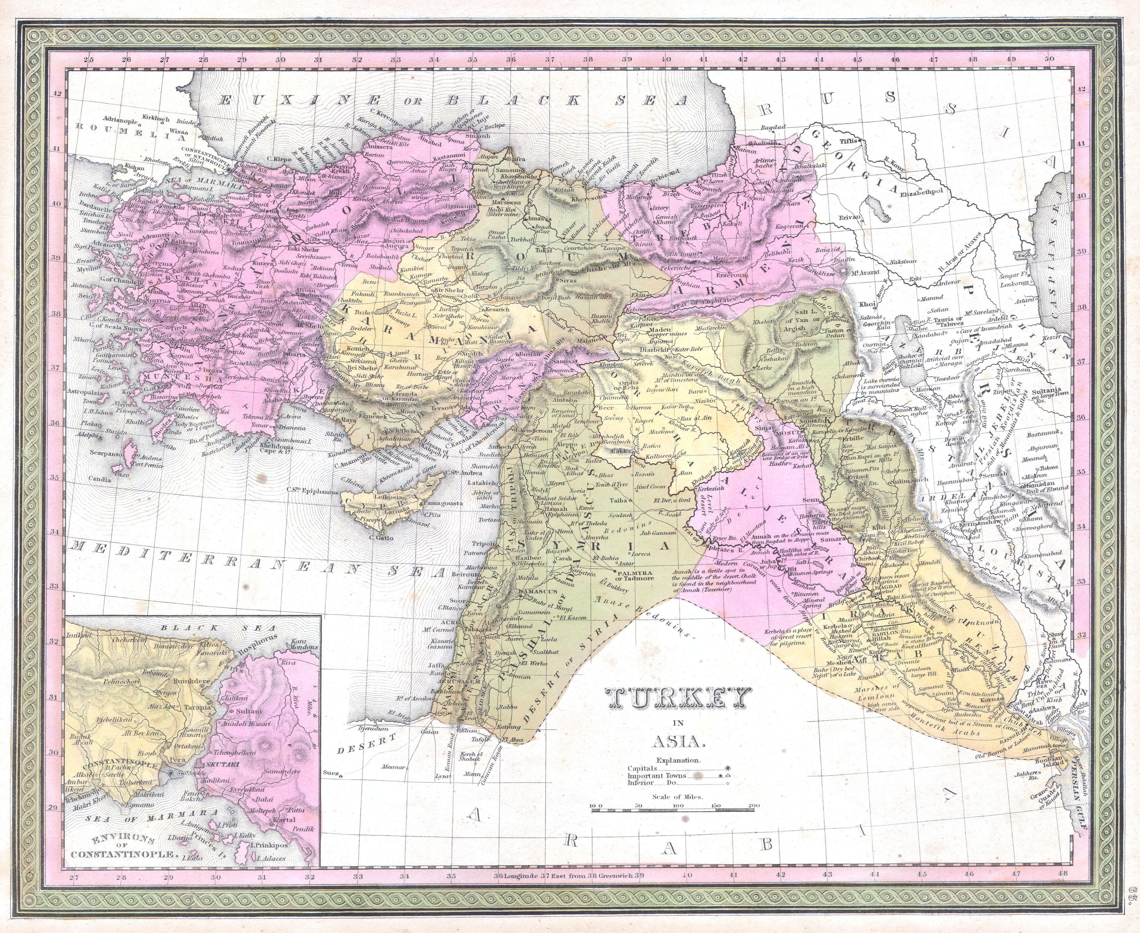 Khu vực Trung Đông dưới thời Đế quốc Ottoman (1849).