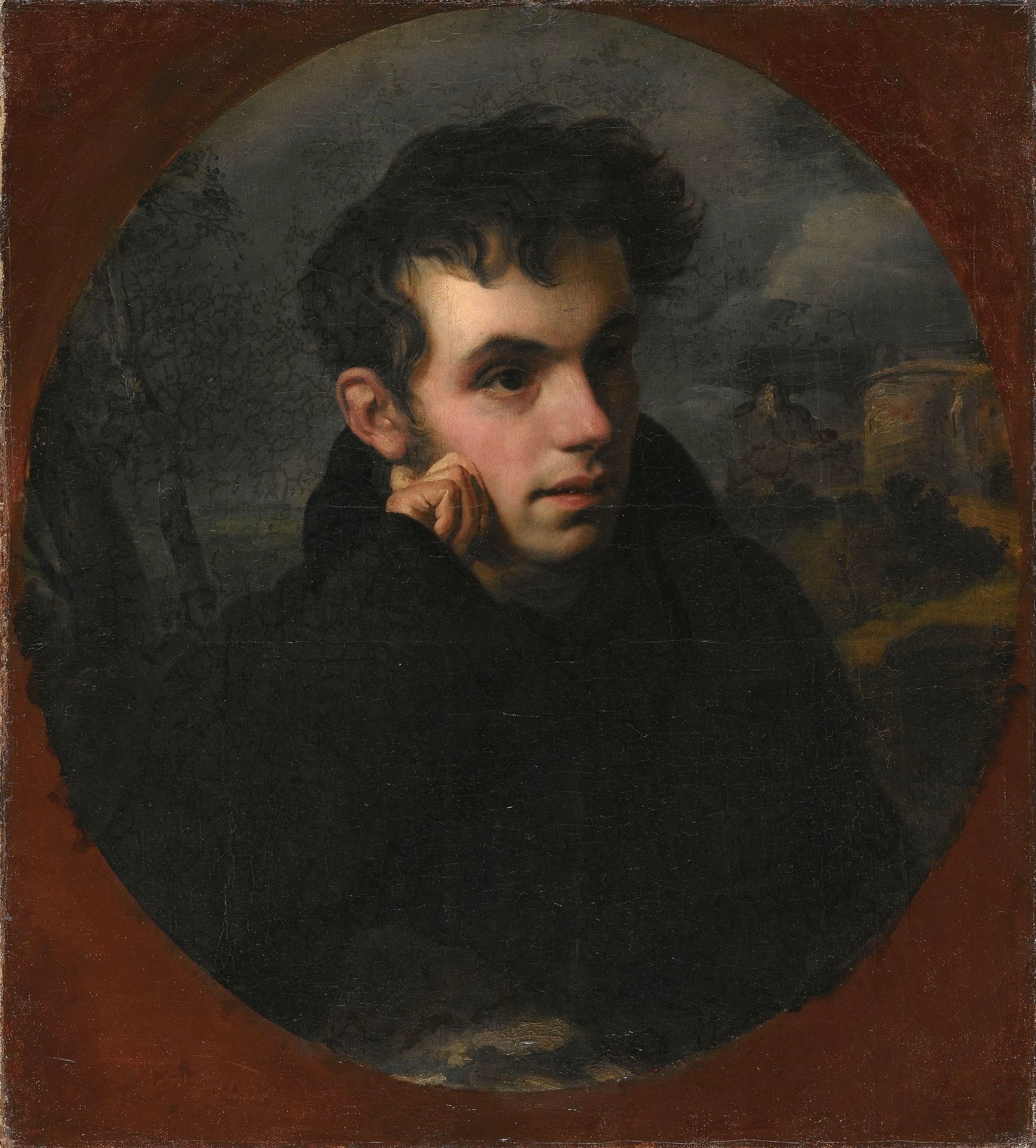 Potret Zhukovsky oleh Orest Kiprensky pada tahun 1815. Diberikan kepada Pushkin dengan dedikasi