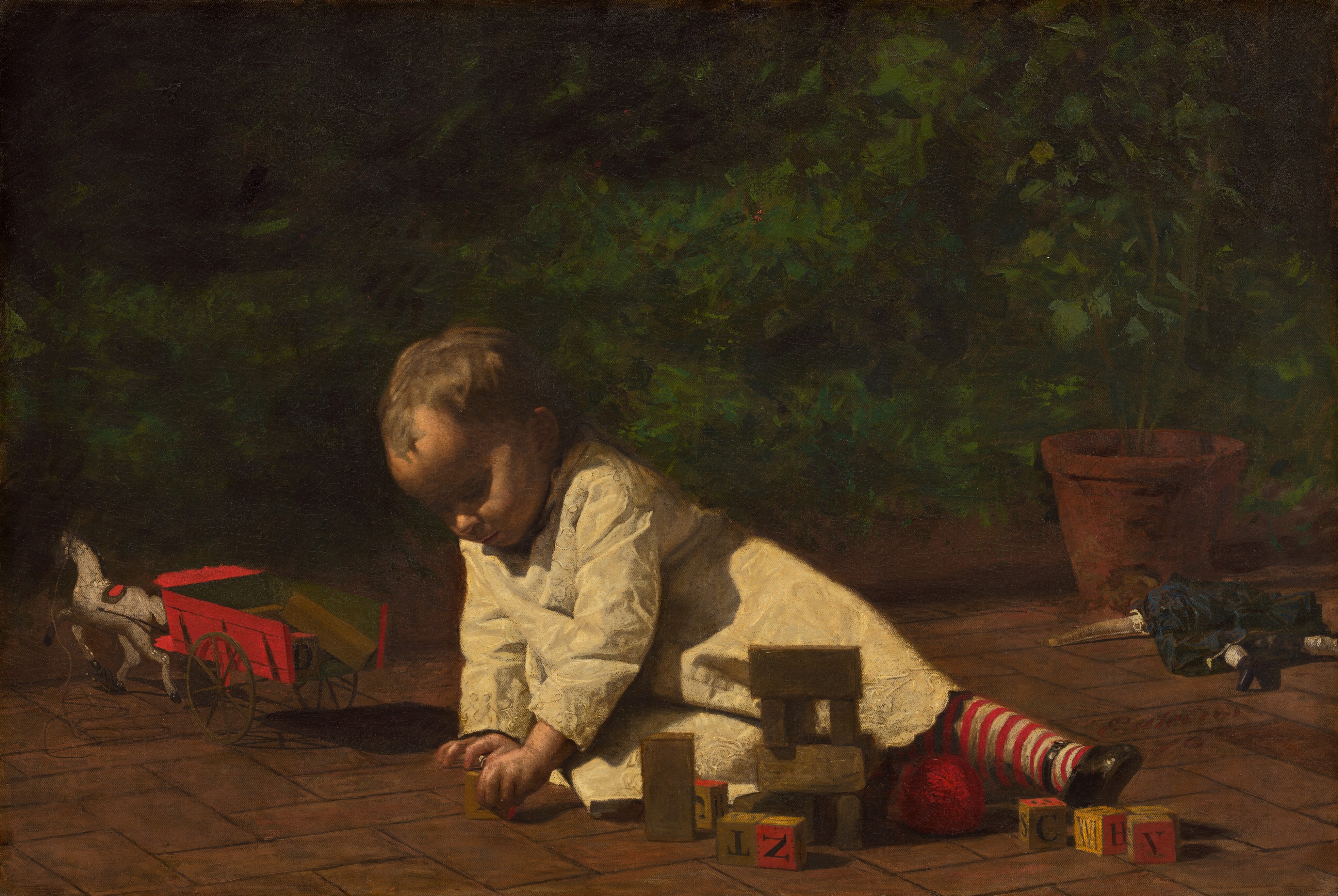 토마스 이킨스가 그린 <i>Baby at Play</i>(1876)